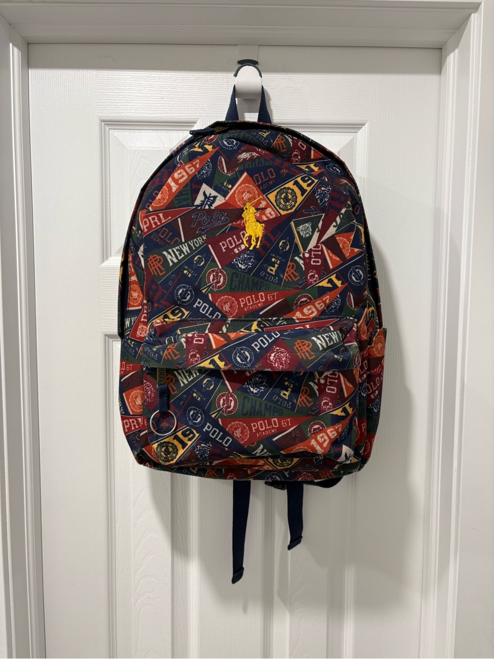 Polo Ralph Lauren Backpack College Pennant All Over Print RL Mens Bag One Size